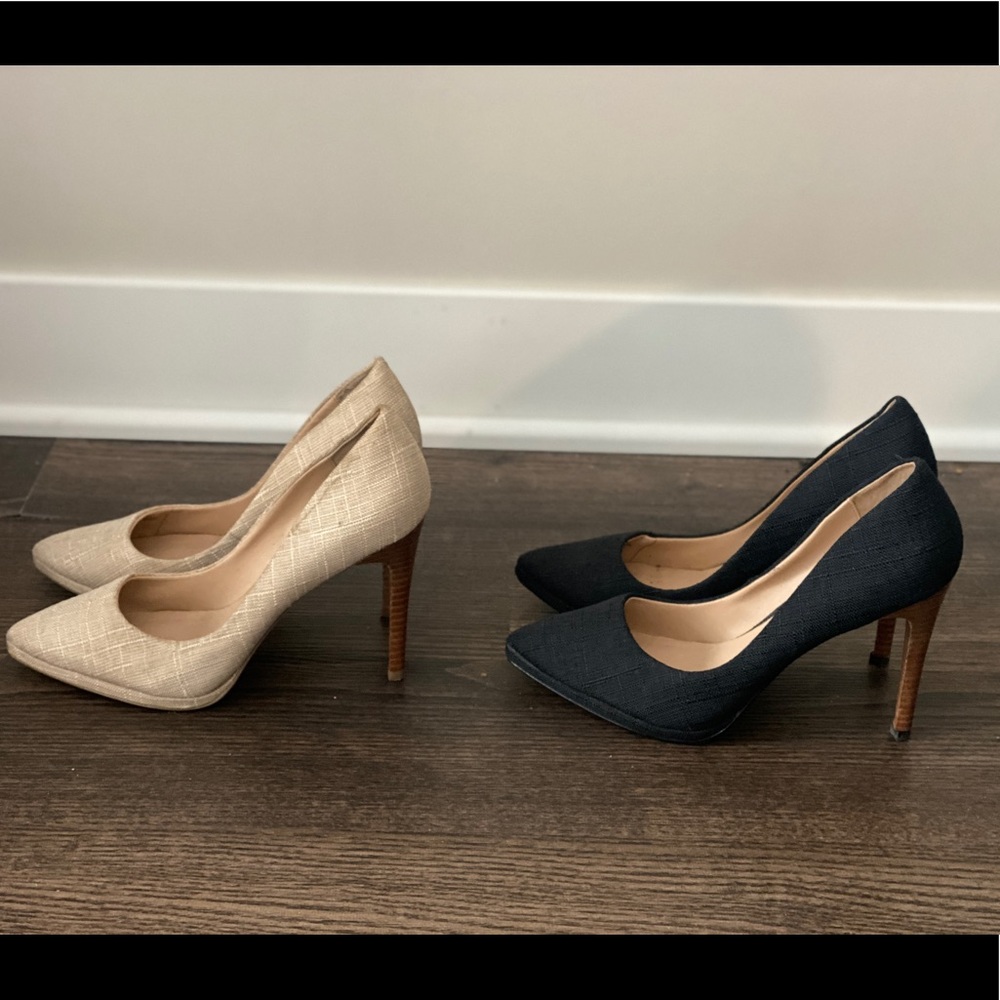 Charles David closed-toe Linen/wood stiletto heels (2 pairs)